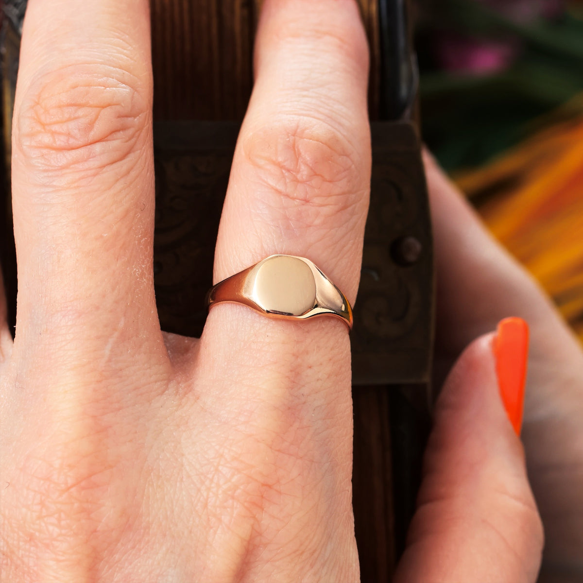 Vintage Date 1930 Rose Gold Signet Ring