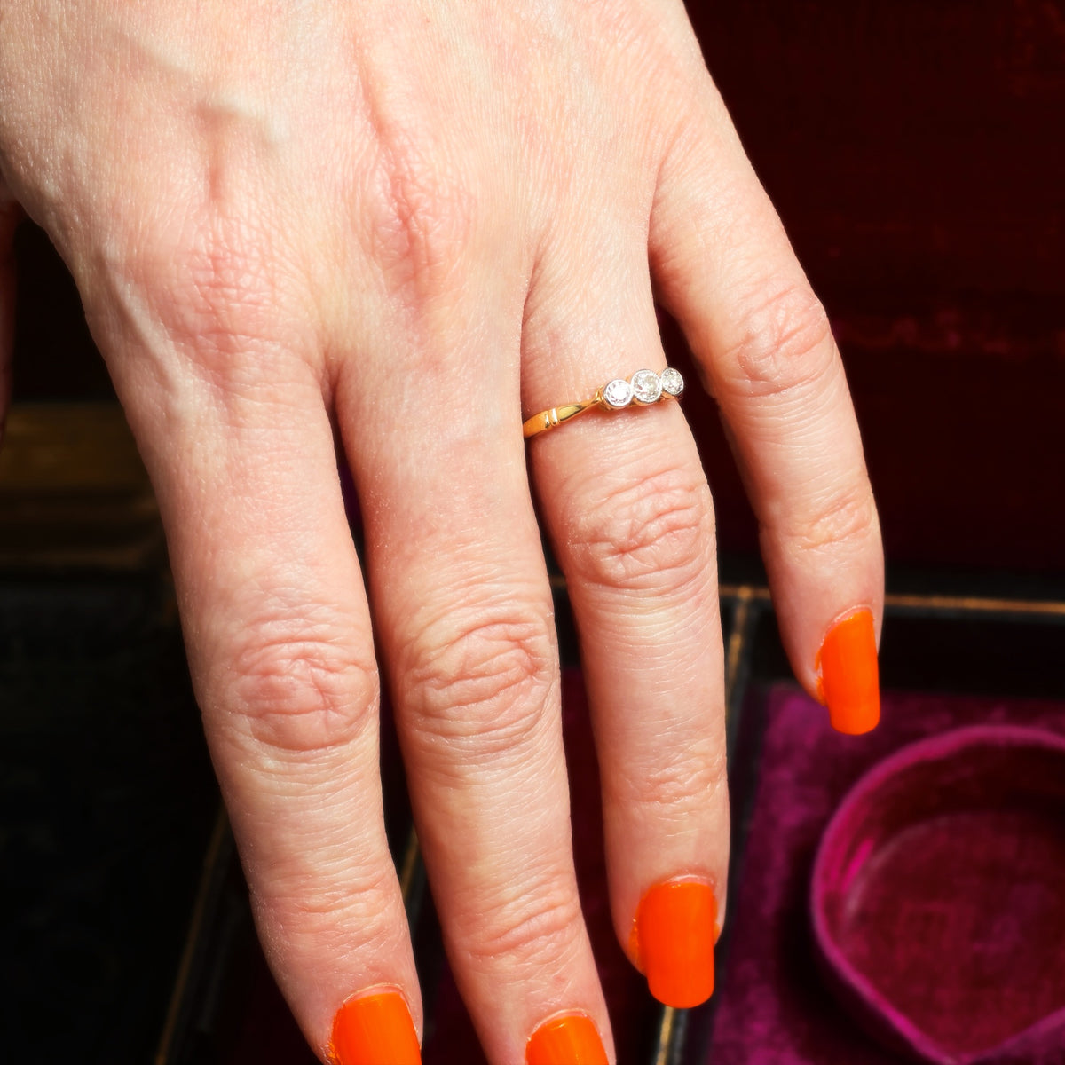 Vintage 1920's Diamond Trilogy Engagement Ring