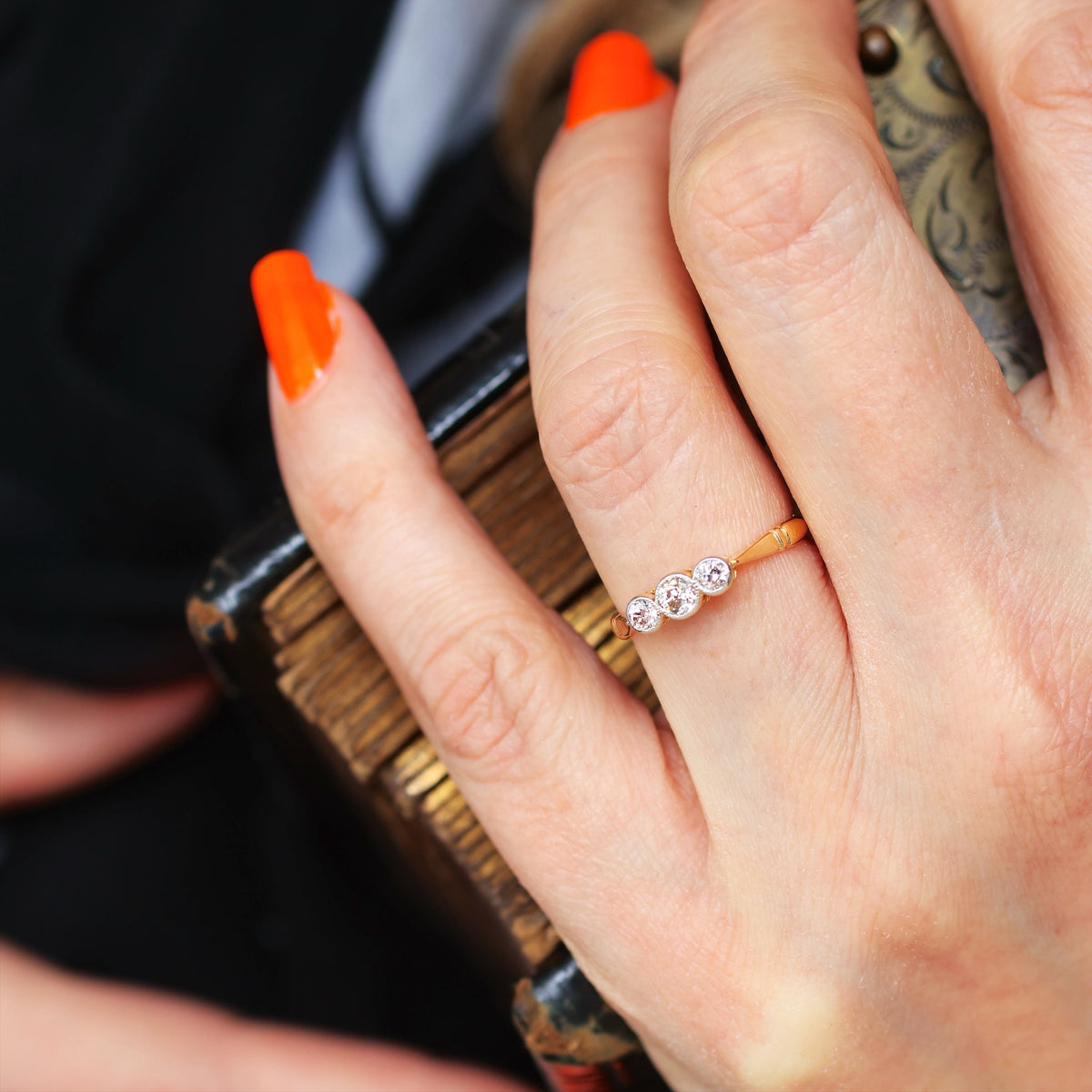 Vintage 1920's Diamond Trilogy Engagement Ring
