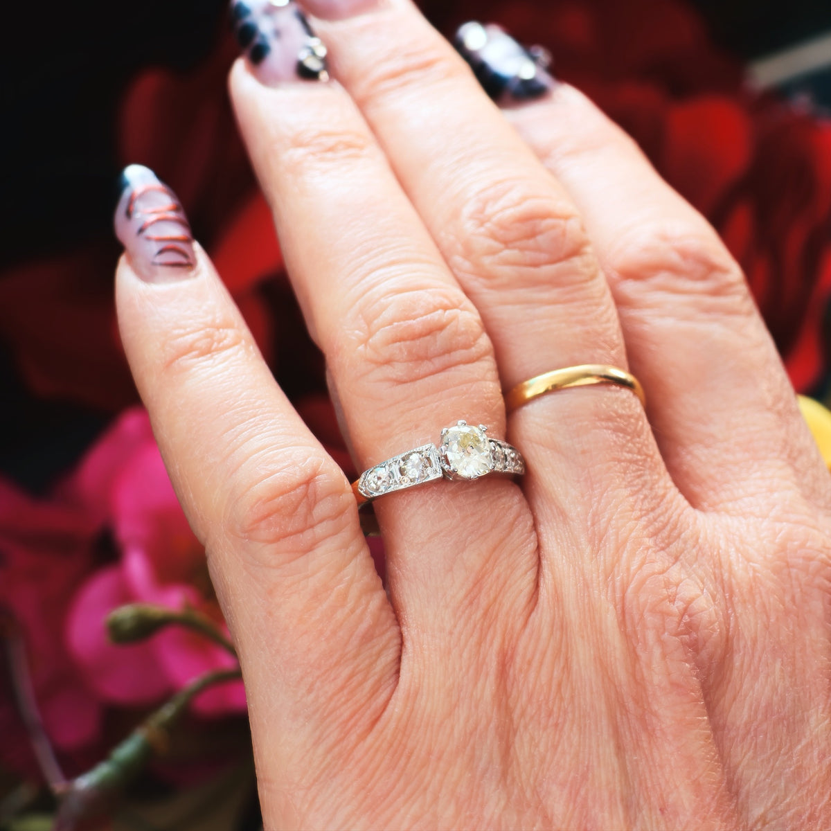 Antique Recycled Hand Cut Diamond Engagement Ring