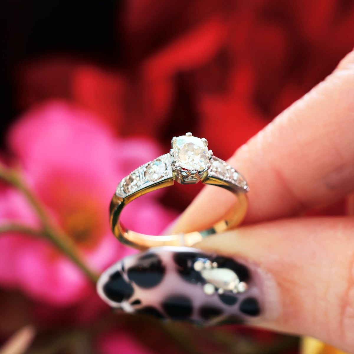 Antique Recycled Hand Cut Diamond Engagement Ring
