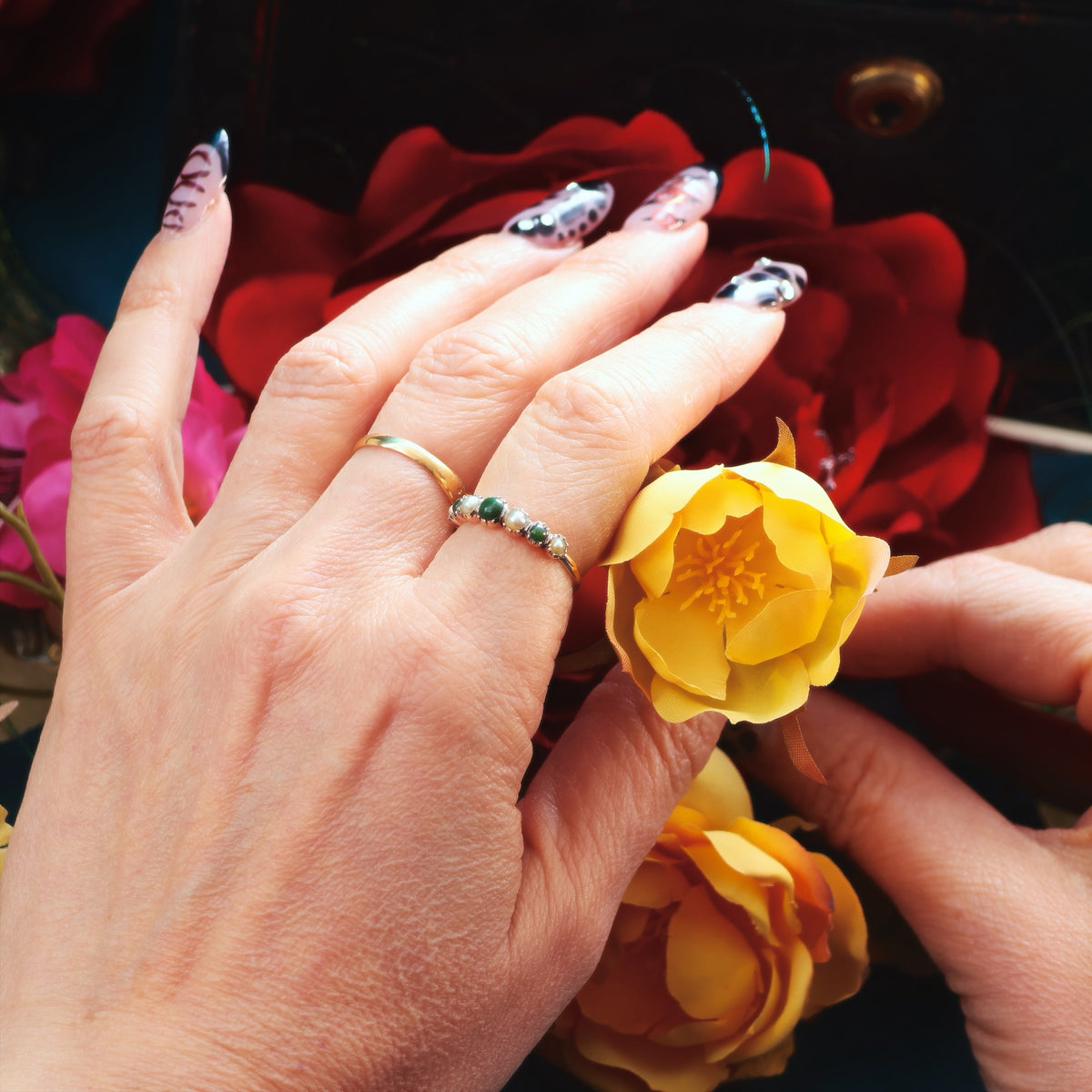 Antique Georgian Turquoise & Wild Pearl Ring