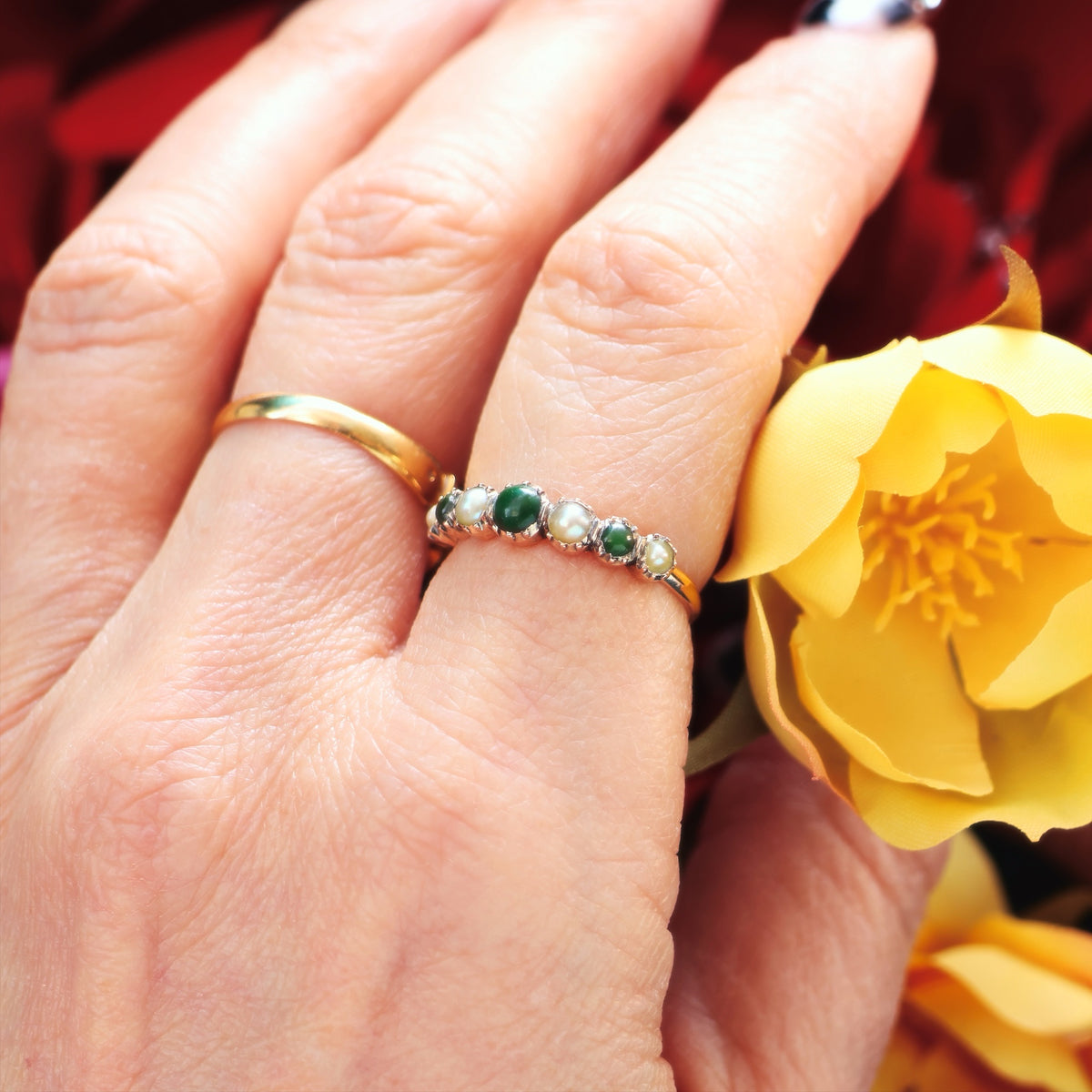 Antique Georgian Turquoise & Wild Pearl Ring