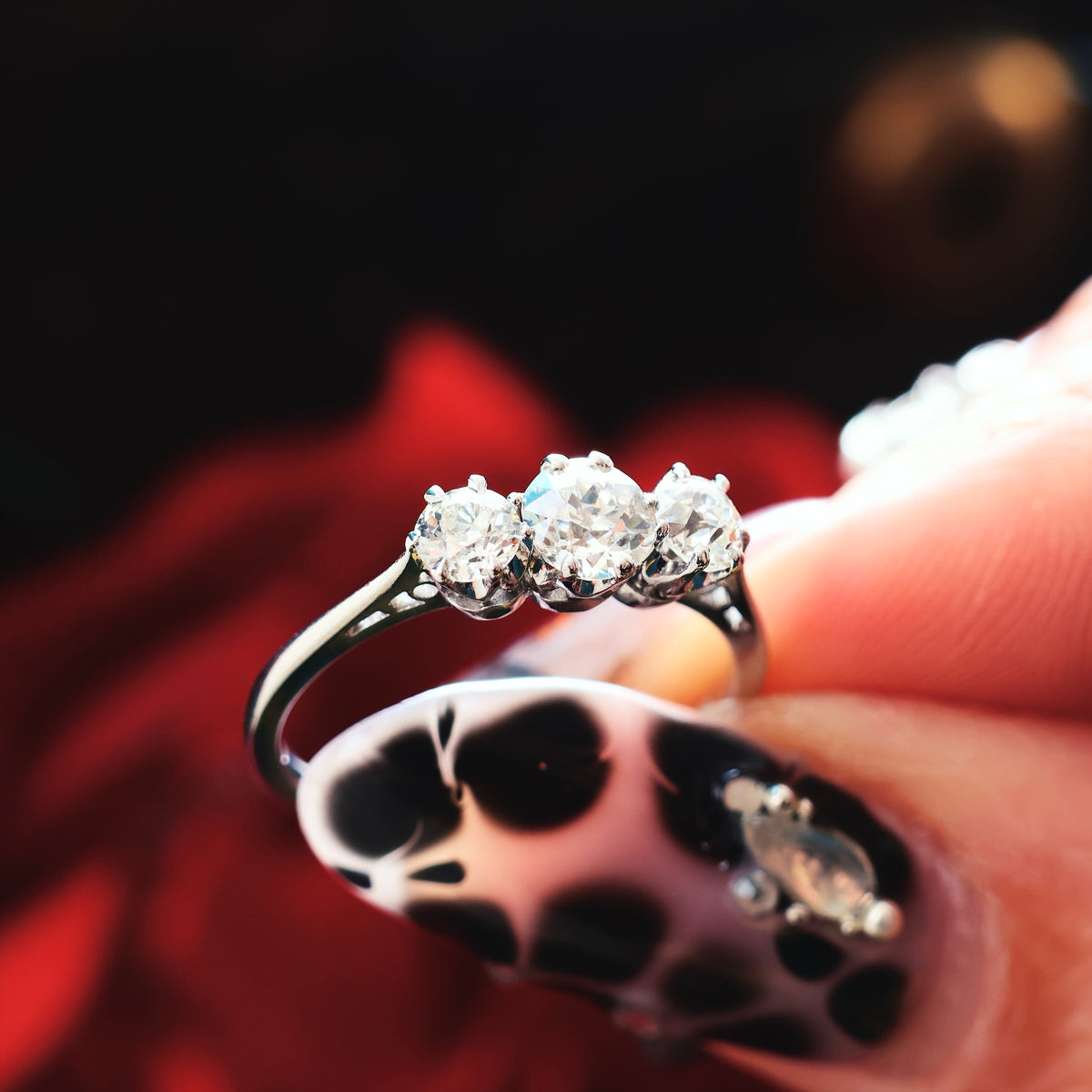 Sublime Quality 1930's Platinum Diamond Trilogy Engagement Ring