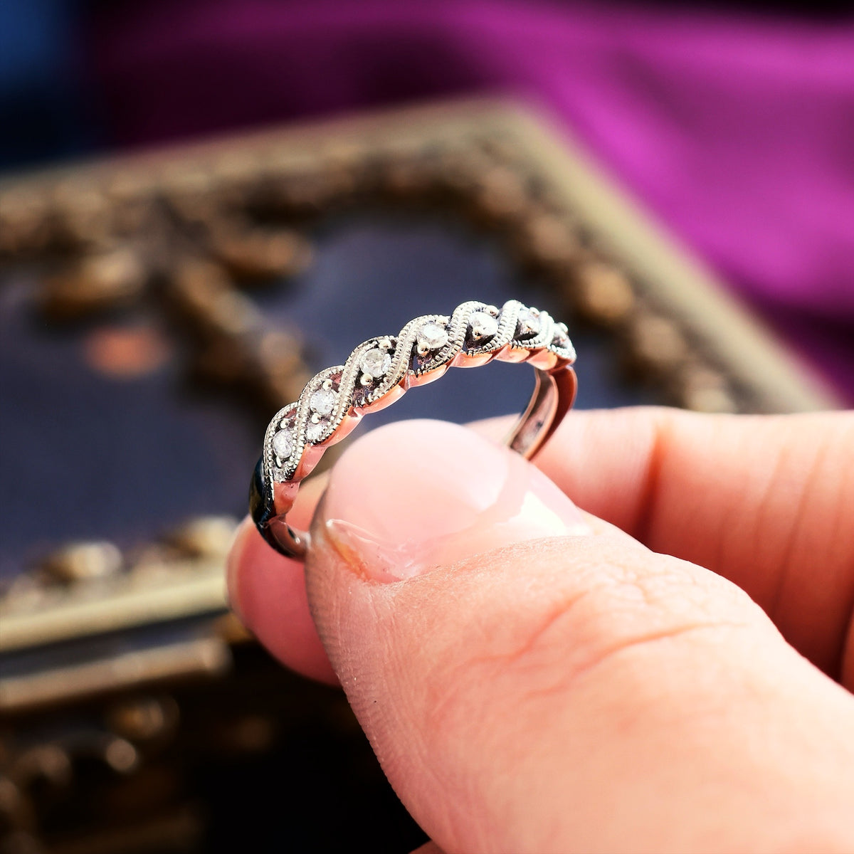 A Petite 9ct White Gold Diamond Half Eternity Band