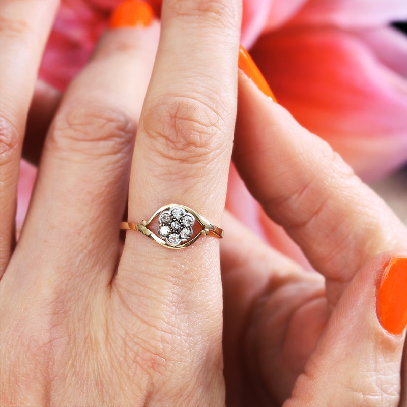 Sweet Antique Edwardian Floral Diamond Ring