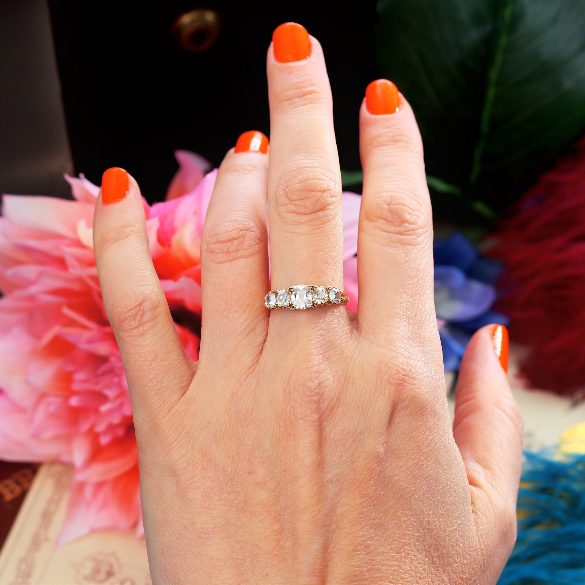 Marvellously Special Antique Five Stone Diamond Ring – Fetheray