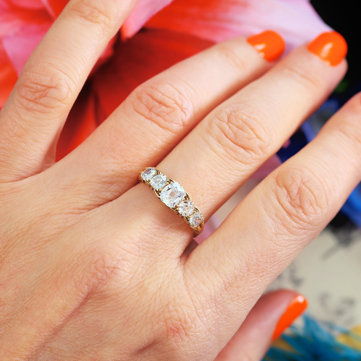 Marvellously Special Antique Five Stone Diamond Ring