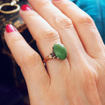 A Sensational Vintage Chinese 14K Gold Jadeite Dress Ring