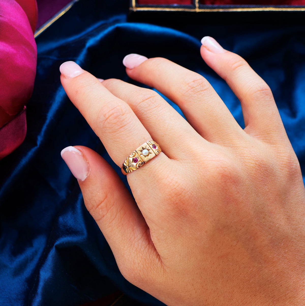 Antique Victorian Ruby & Pearl Ring
