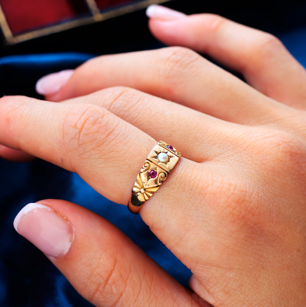 Antique Victorian Ruby & Pearl Ring