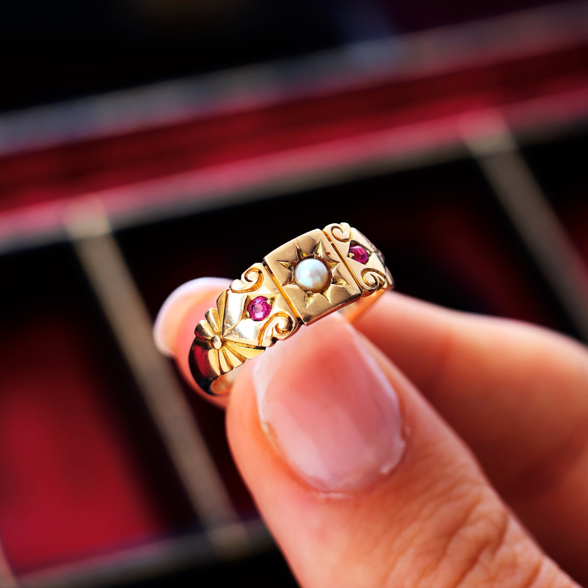 Antique Victorian Ruby & Pearl Ring