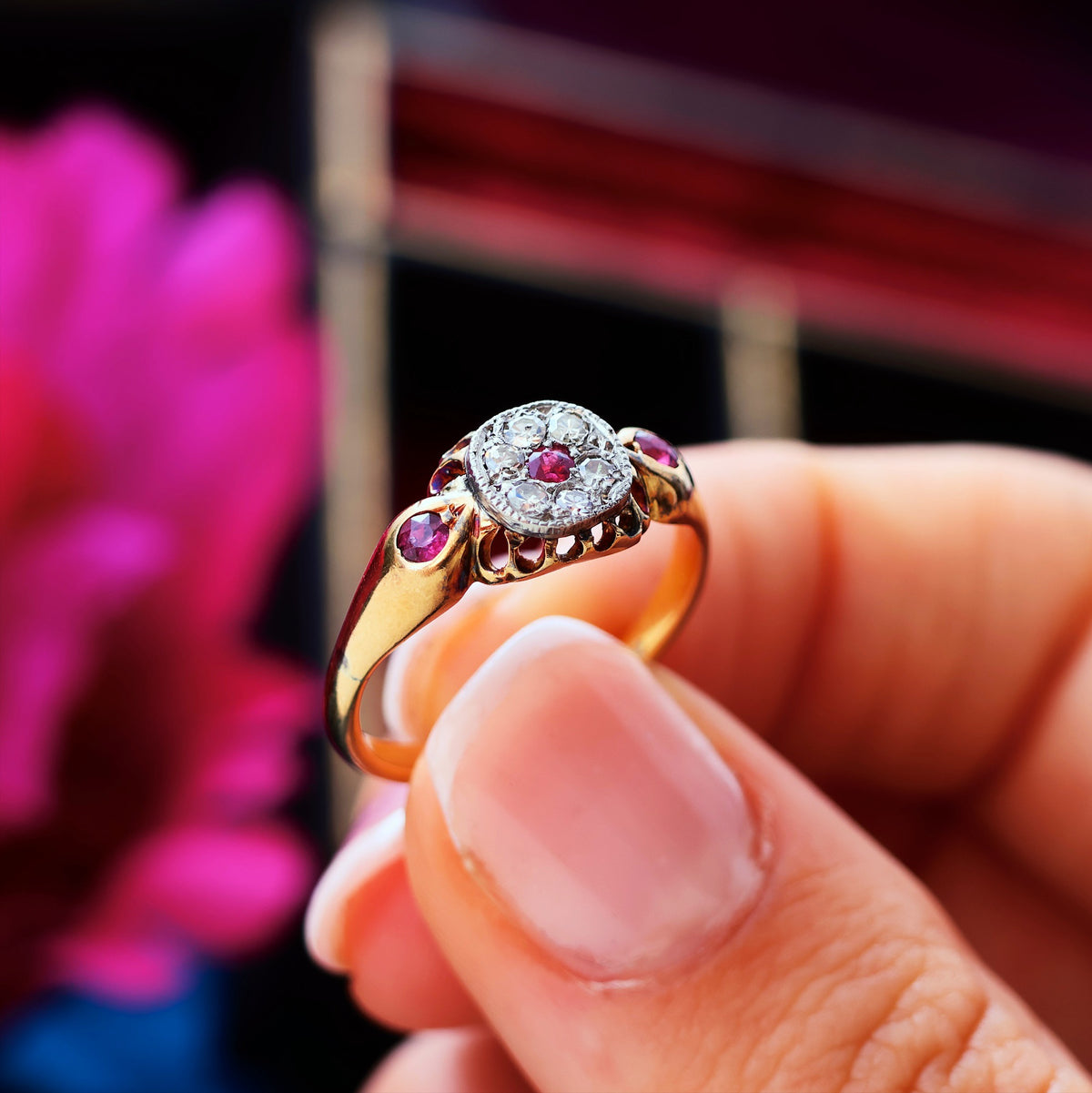 Original Antique Edwardian Ruby & Diamond Ring