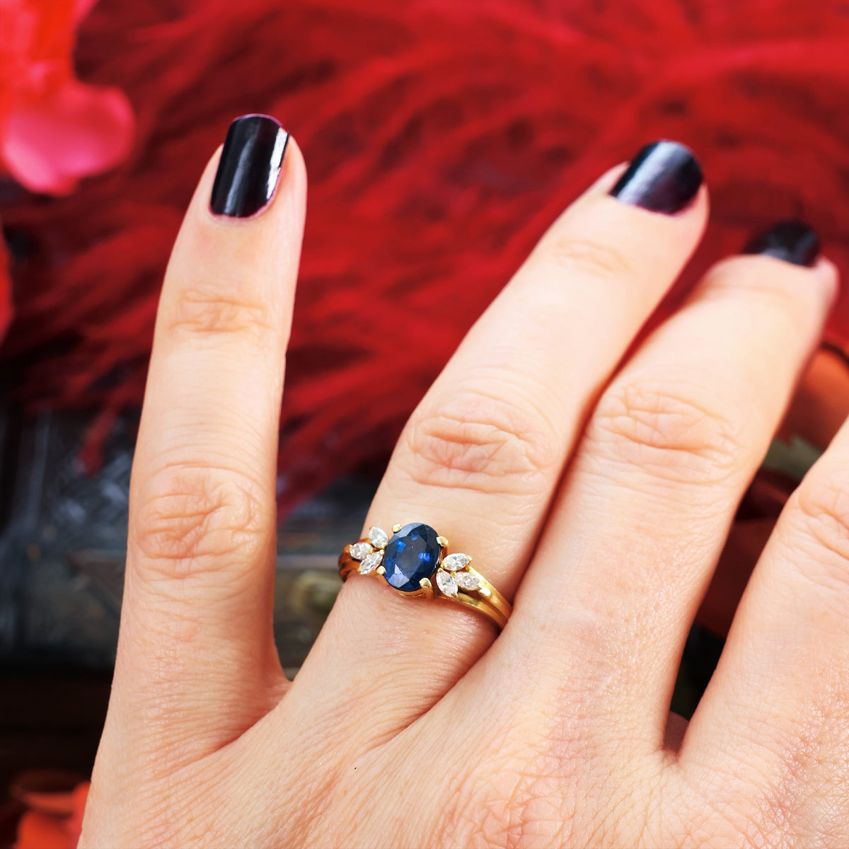 Vintage Oval Sapphire & Diamond Engagement Ring
