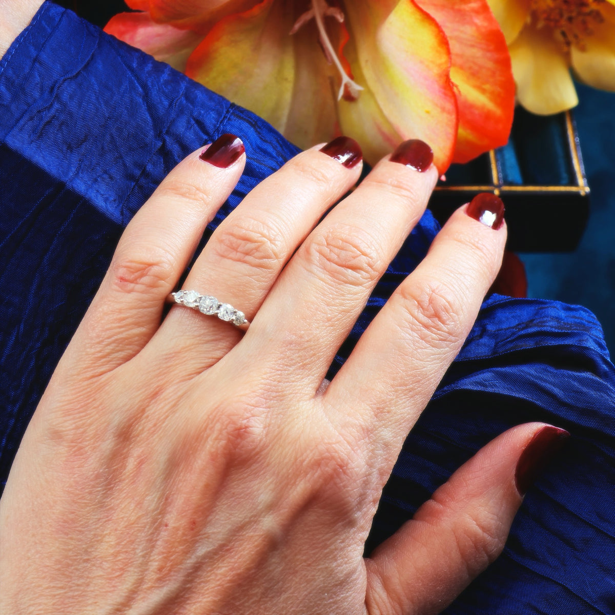 Dramatic Sparkle! Recycled Antique Hand Cut Diamond Engagement Ring