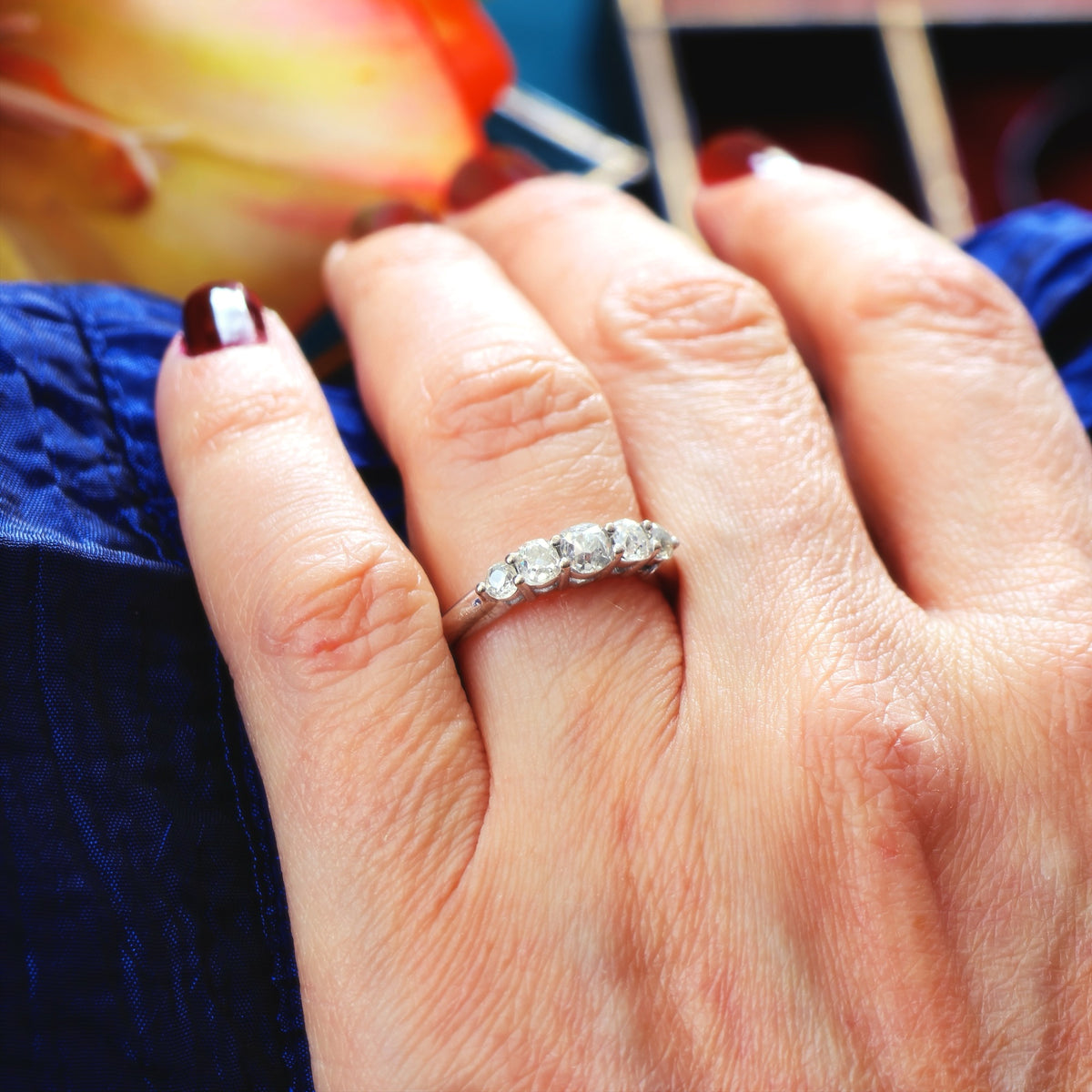 Dramatic Sparkle! Recycled Antique Hand Cut Diamond Engagement Ring