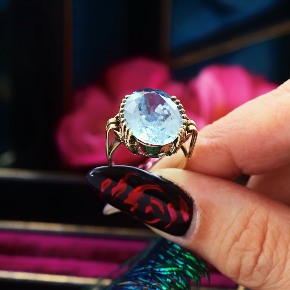 Vintage Specimen Lilac Blue Spinel Cocktail Ring