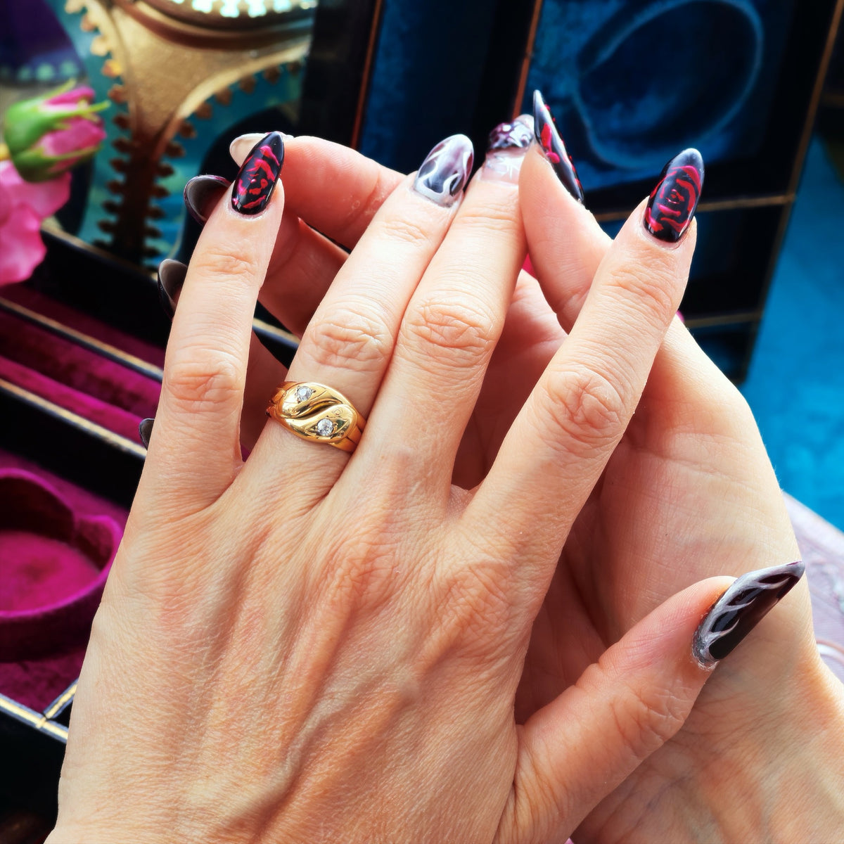 Beauteous Date 1902 Diamond Double Snake Ring