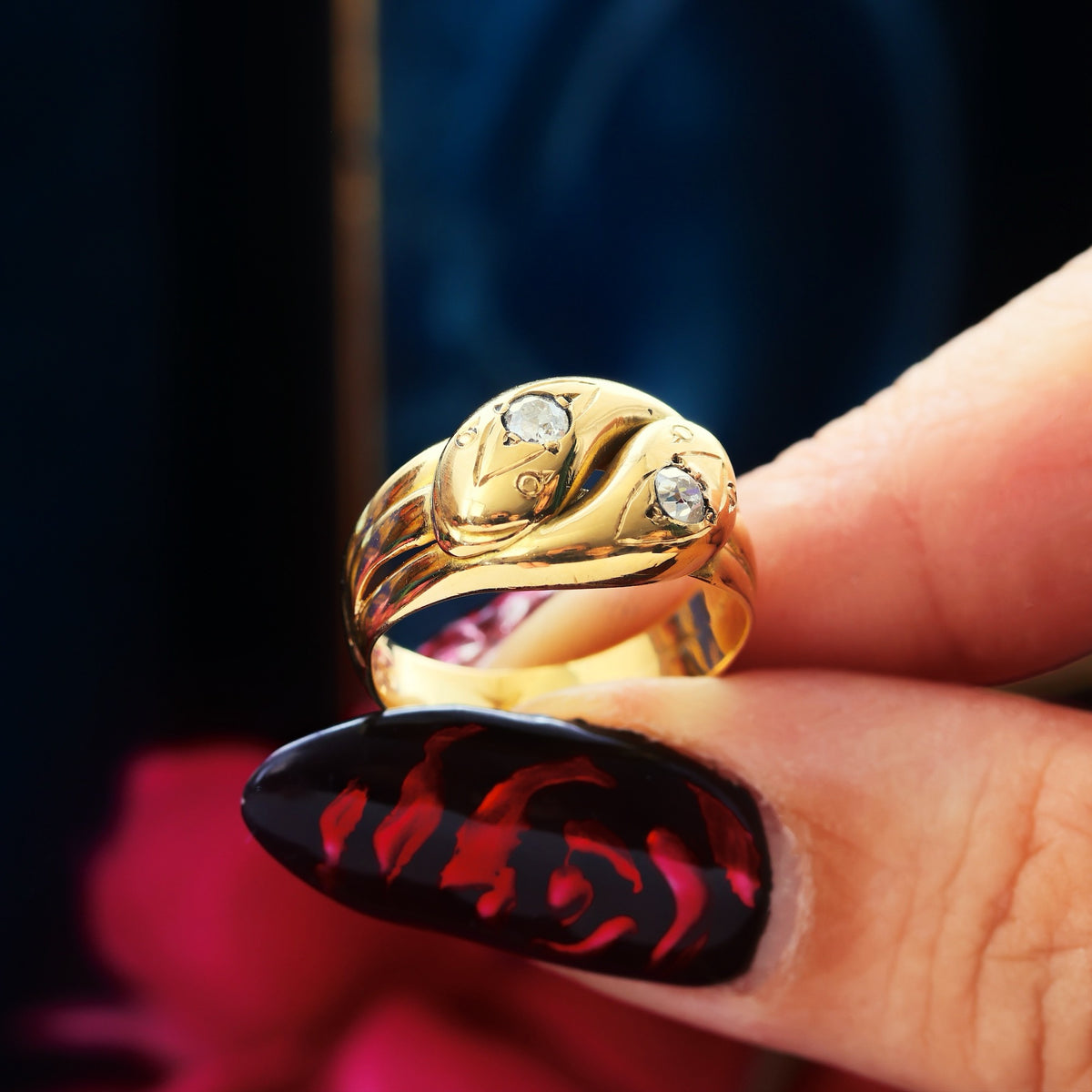 Beauteous Date 1902 Diamond Double Snake Ring
