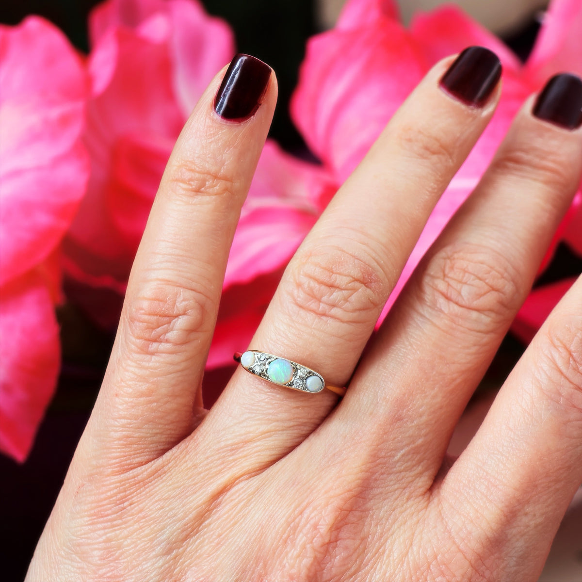 Gorgeous Edwardian Opal & Diamond Ring