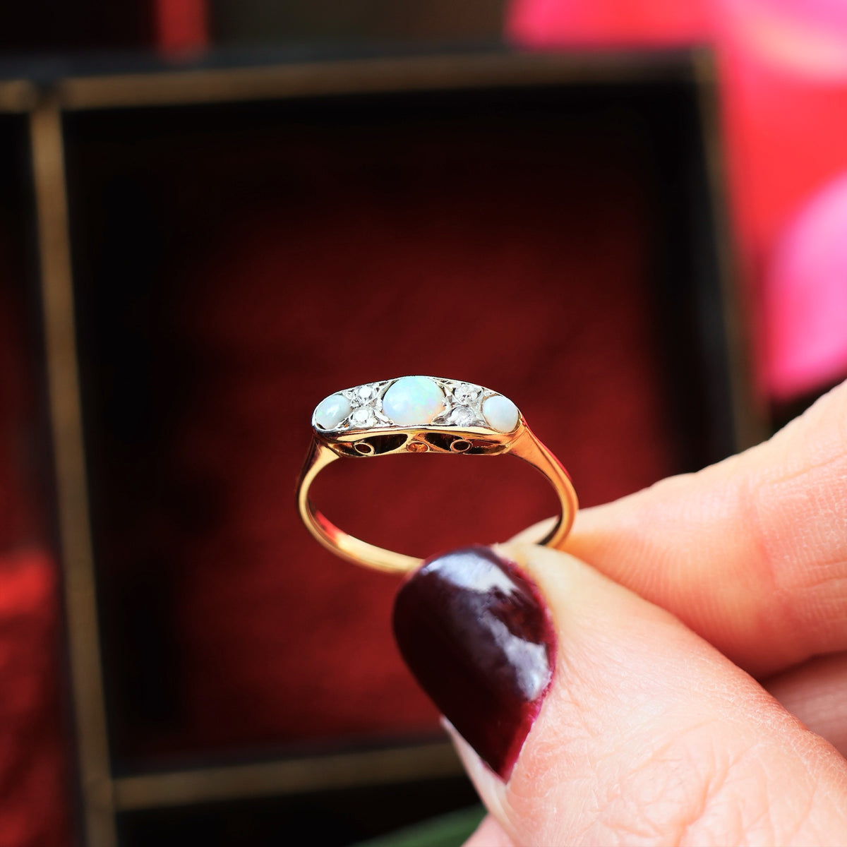 Gorgeous Edwardian Opal & Diamond Ring