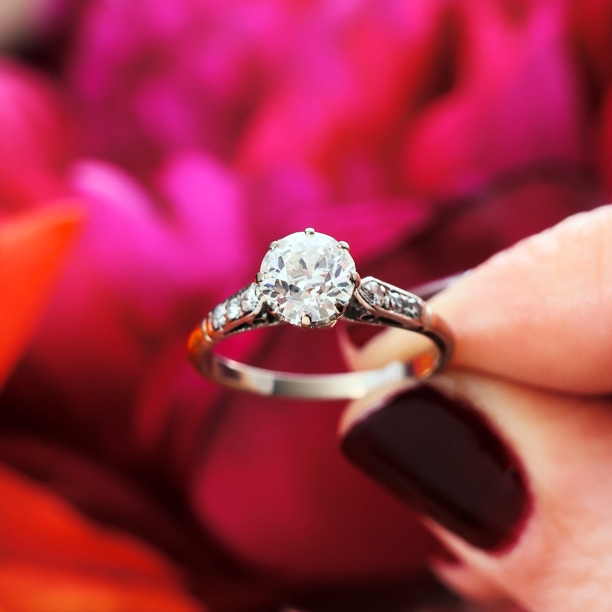 Fabulous Certificated Vintage 1.25ct Diamond Engagement Ring