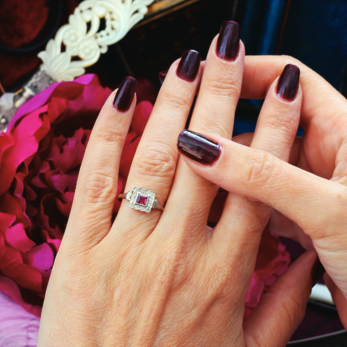 Vintage Art Deco Ruby & Diamond Engagement Ring