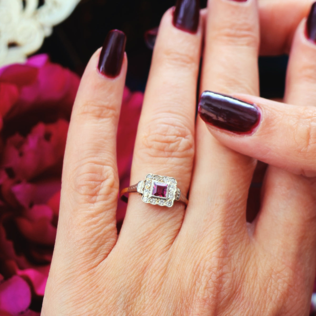 Vintage Art Deco Ruby & Diamond Engagement Ring