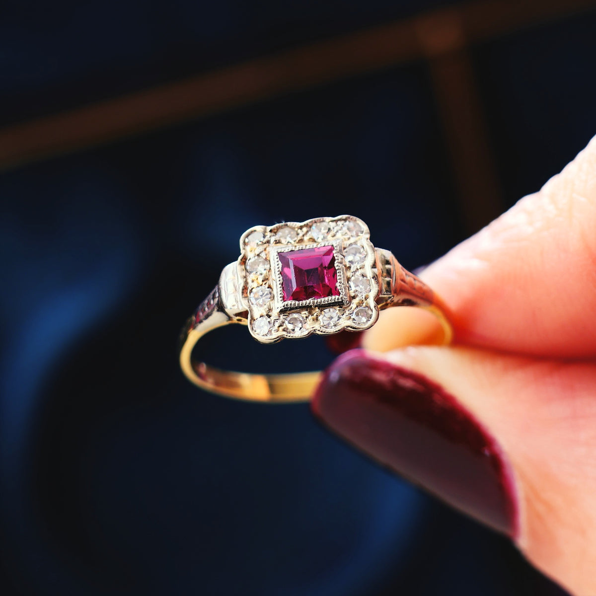 Vintage Art Deco Ruby & Diamond Engagement Ring