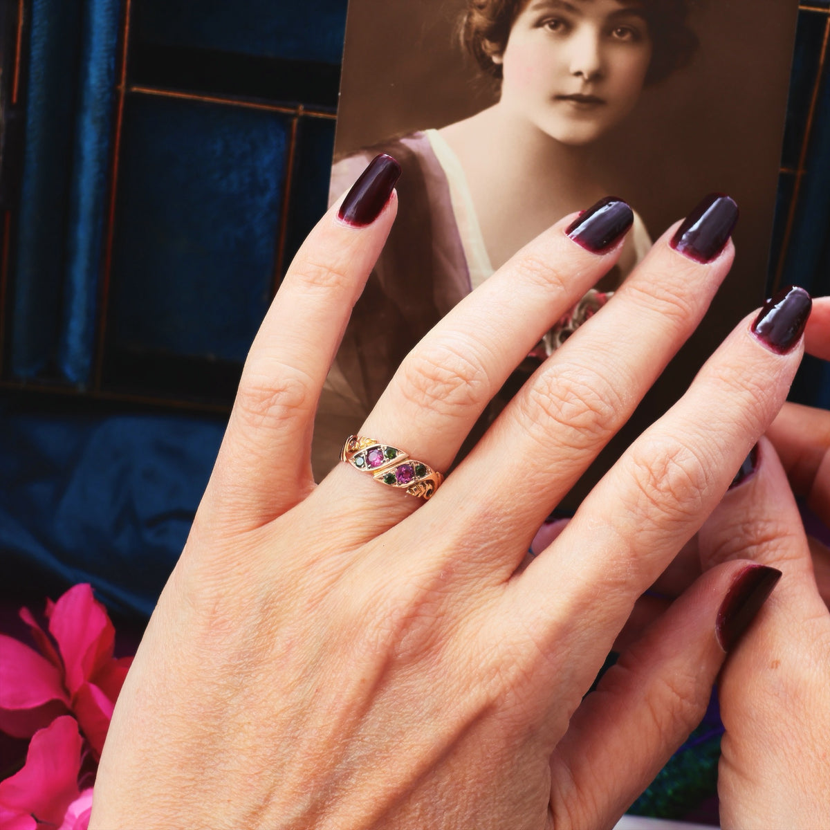 Date 1905 Antique Rose Gold Tourmaline Ring