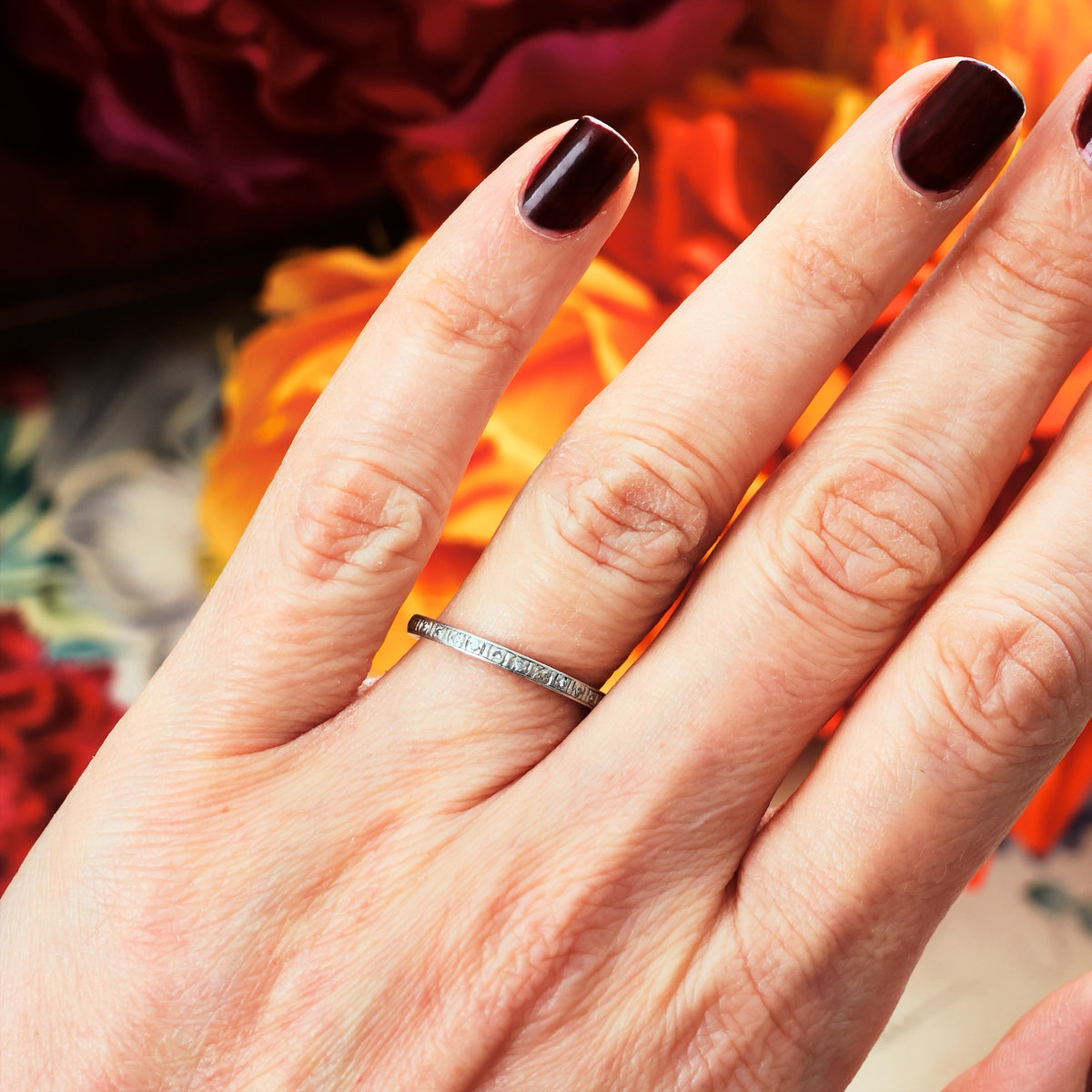 Slim Size 'O' Vintage Platinum Diamond Eternity Ring