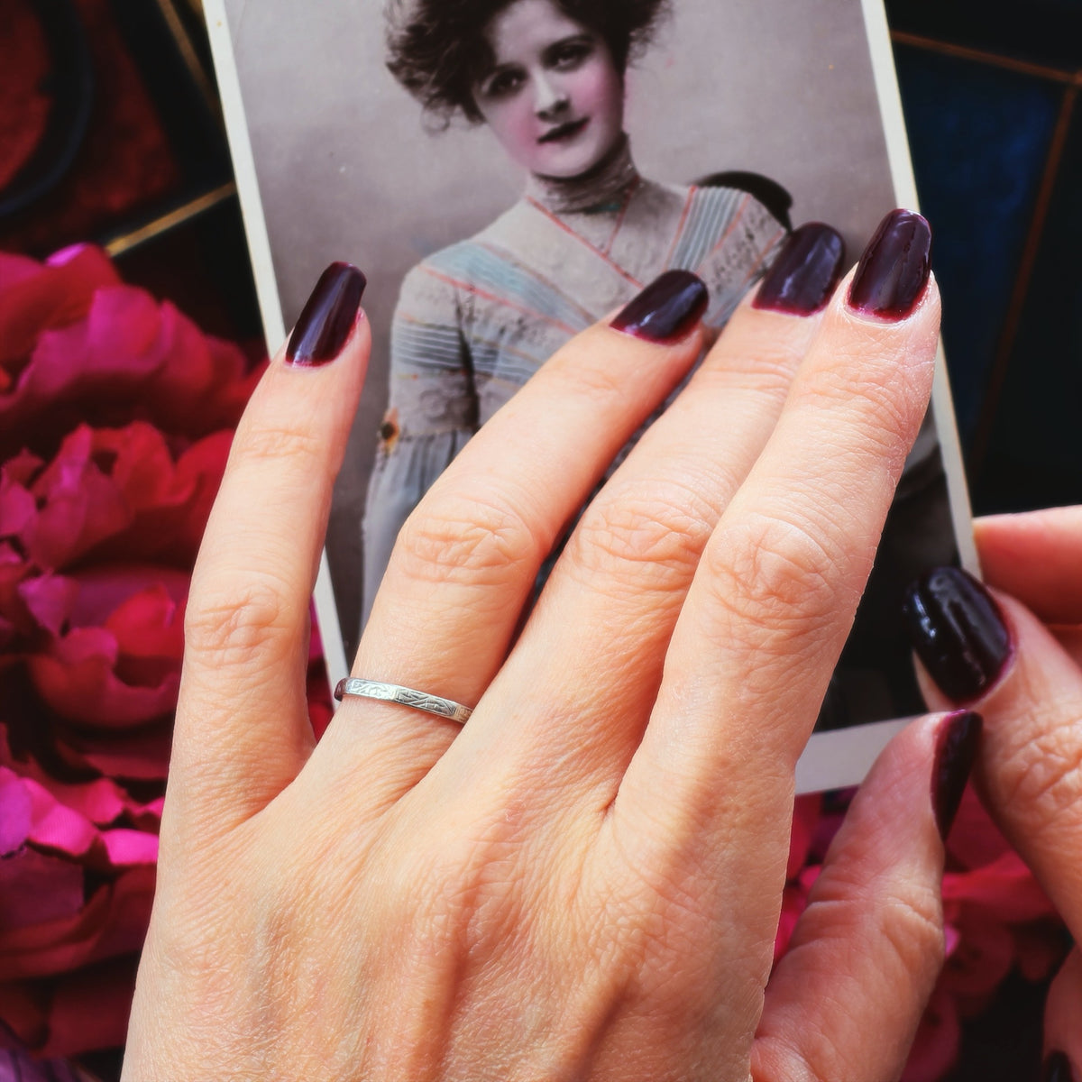 Vintage Size 'N' or '6.75' Platinum Wedding Band