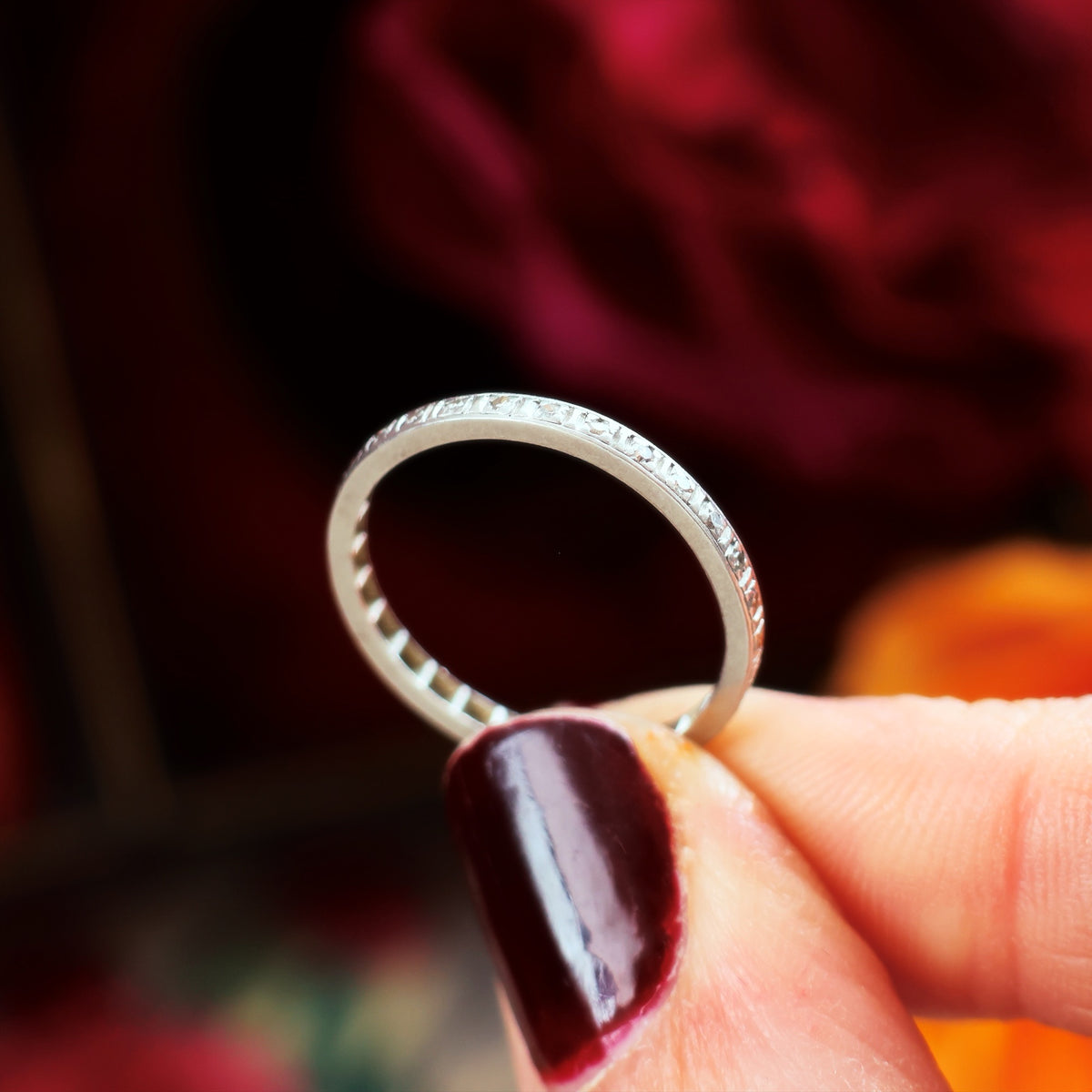 Slim Size 'O' Vintage Platinum Diamond Eternity Ring