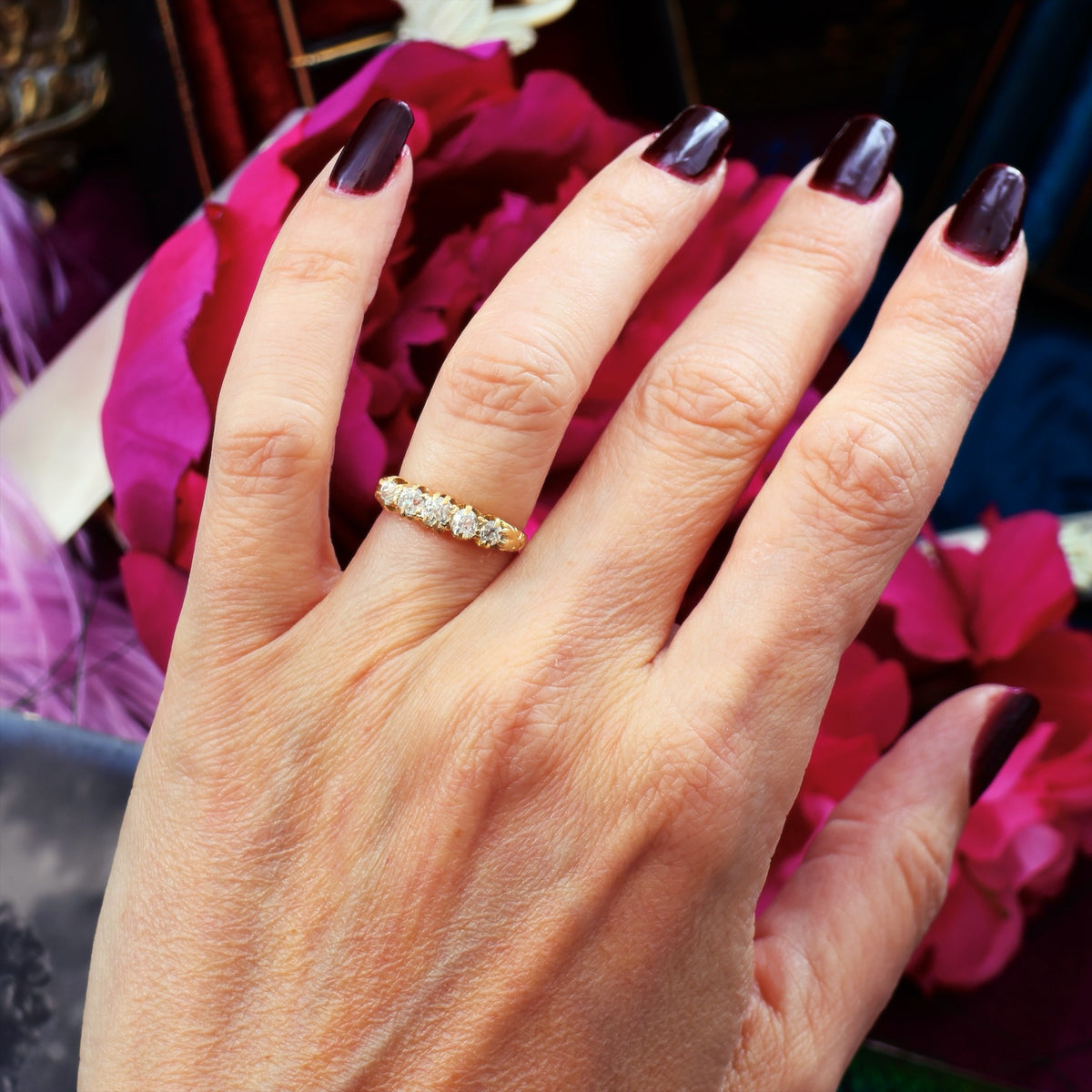 Splendid Antique Five Stone Diamond Engagement Ring
