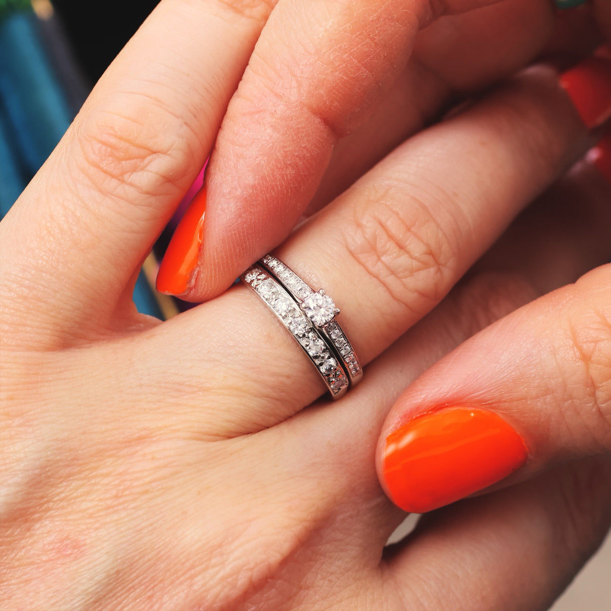 Vintage 18ct White Gold Diamond Half Eternity Ring