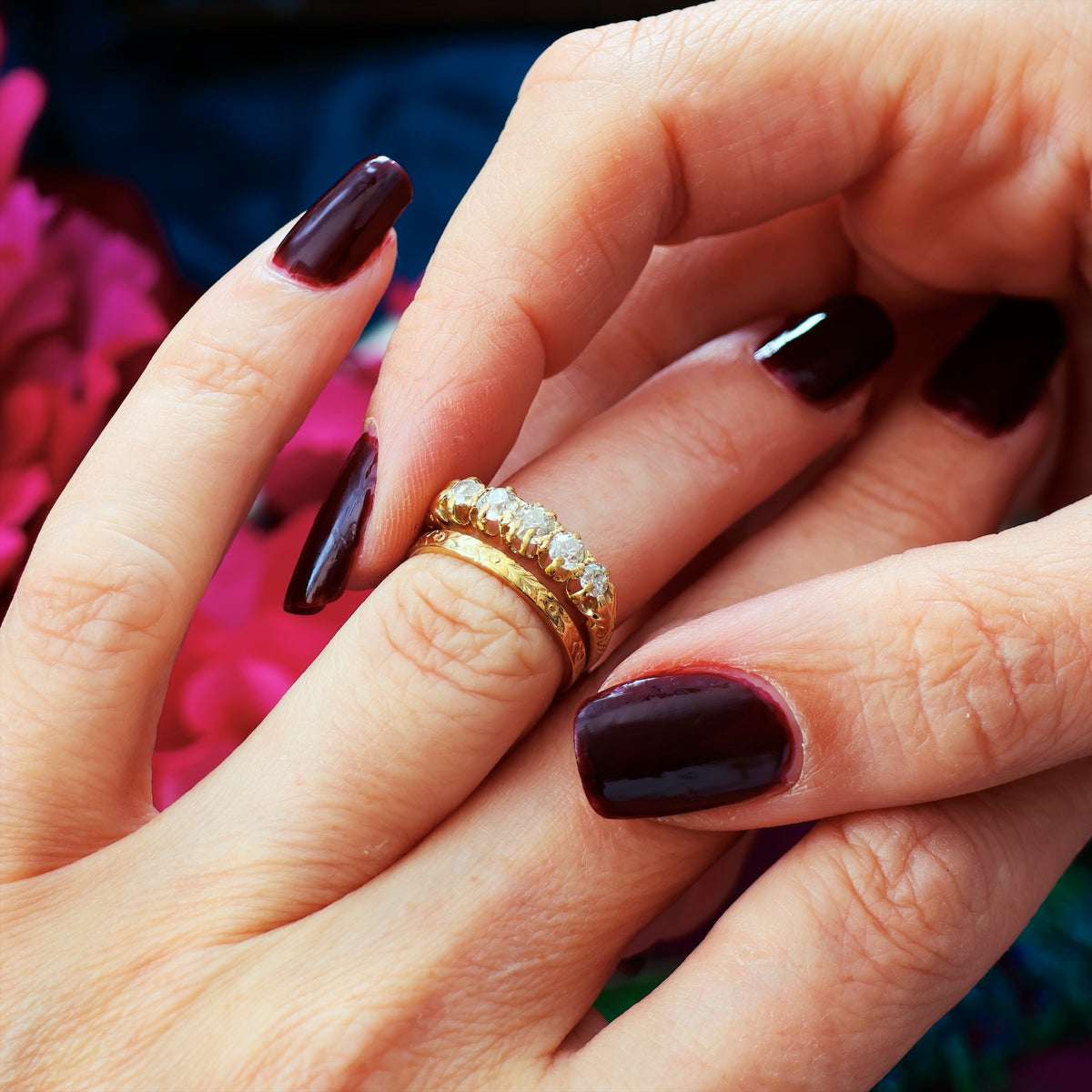 Size ‘J.5’ or ‘5’ Vintage Style Beaded Edge Wedding Ring