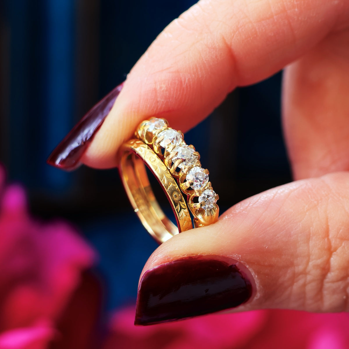 Splendid Antique Five Stone Diamond Engagement Ring