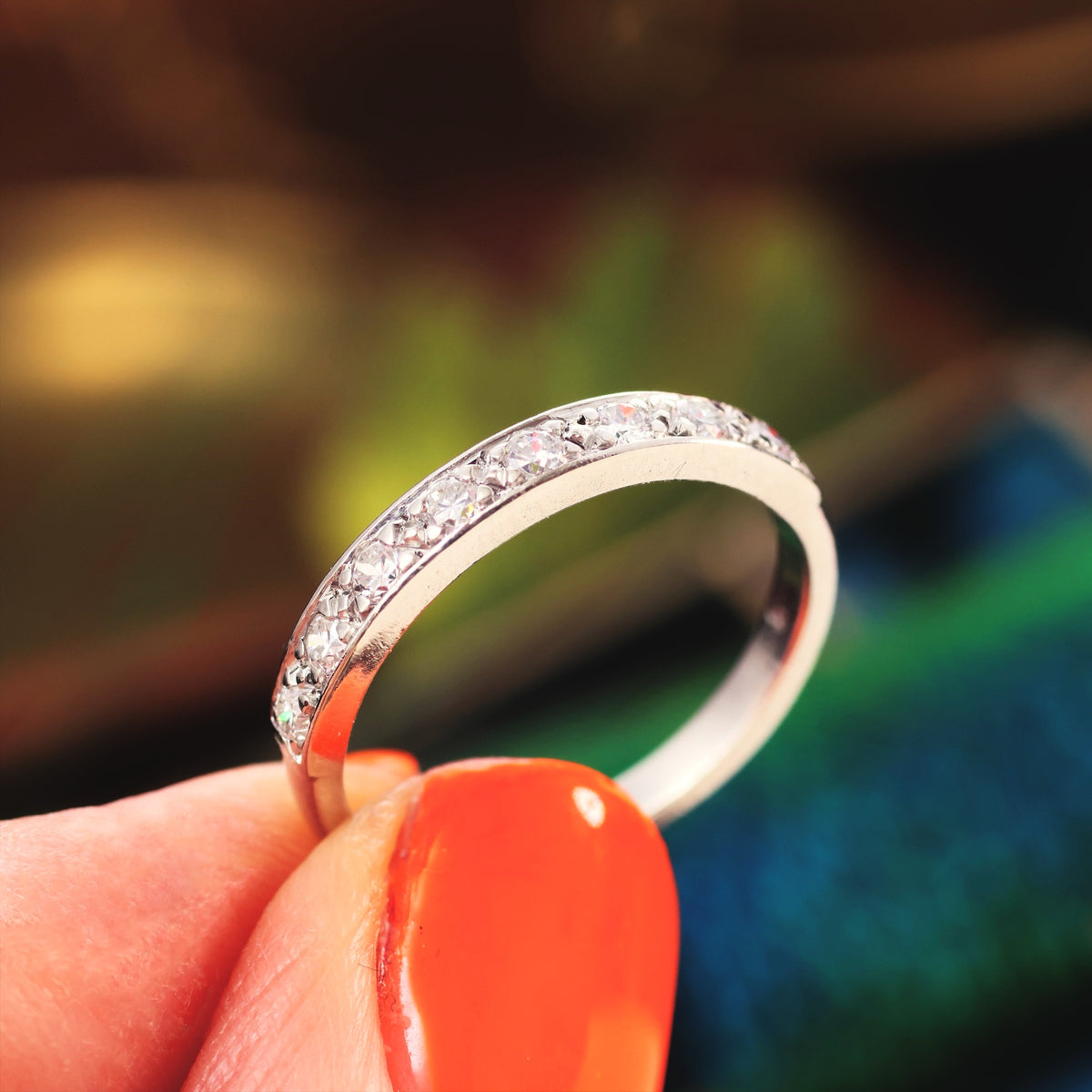 Vintage 18ct White Gold Diamond Half Eternity Ring