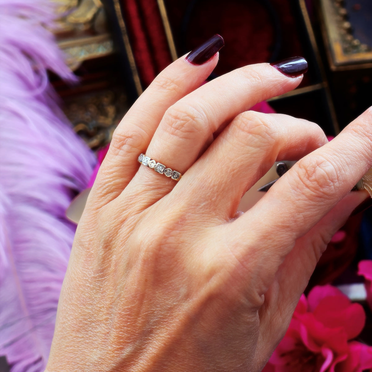 Gorgeous Quality Date 1985 Diamond Half Eternity Ring