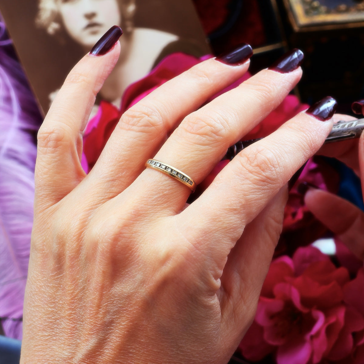 Vintage Date 1994 Diamond Half Eternity Band Ring