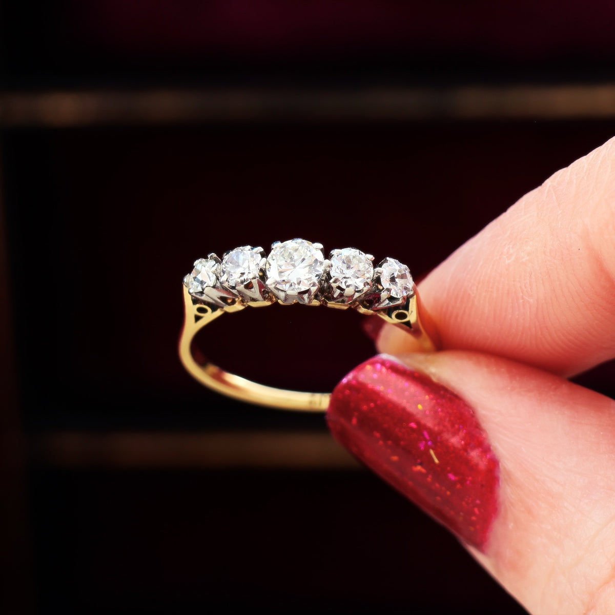 Divine Lovely! Vintage Five Stone Diamond Engagement Ring