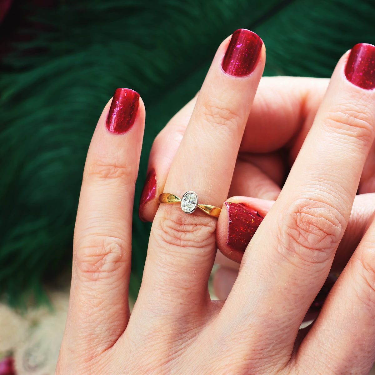 Vintage Oval Cut Diamond Engagement Ring