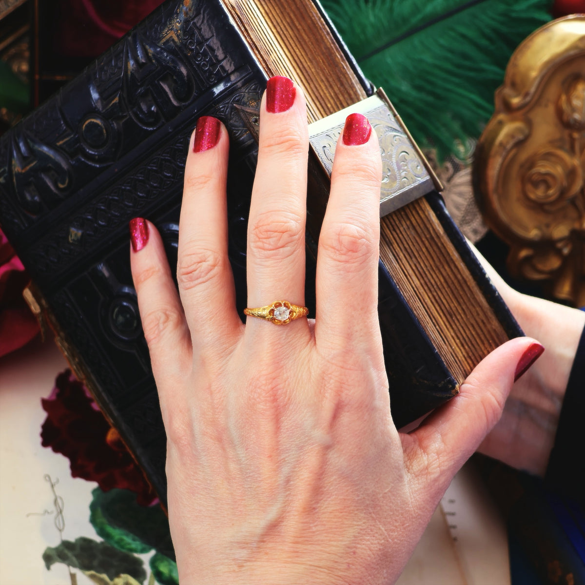 Antique Gothic Revivalist Diamond Engagement Ring