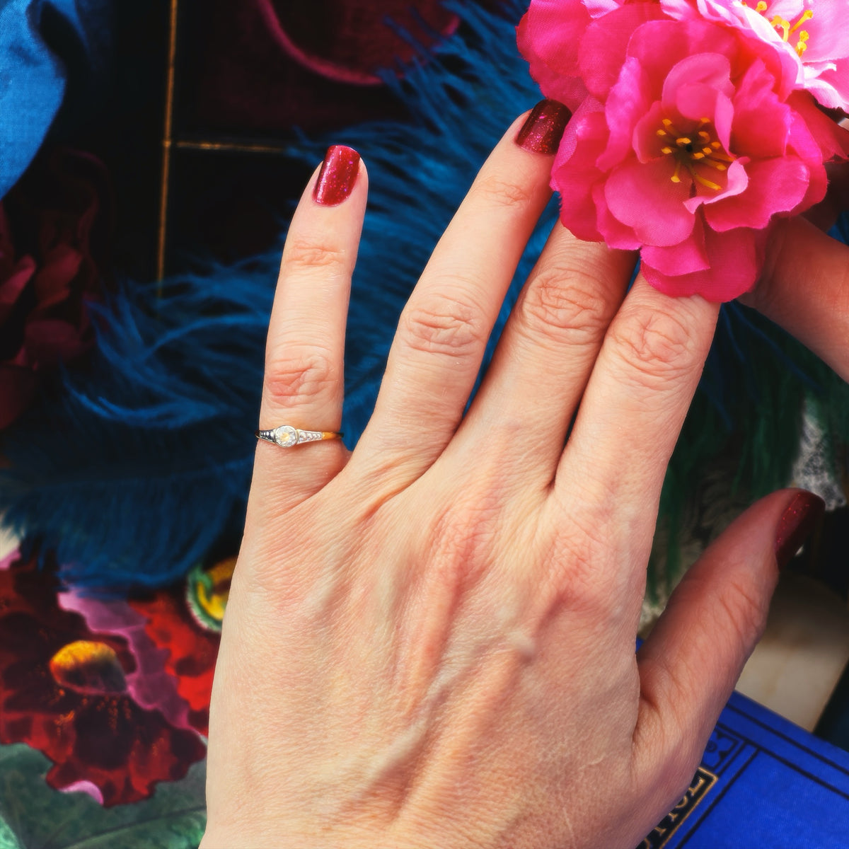 Pretty Vintage Hand Cut Diamond Engagement Ring