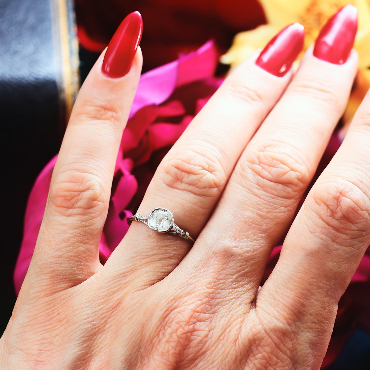 Fine Vintage Recycled Diamond Platinum Engagement Ring