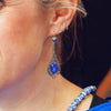 Finest Vintage Silver Filigree Lapis Lazuli Drop Earrings