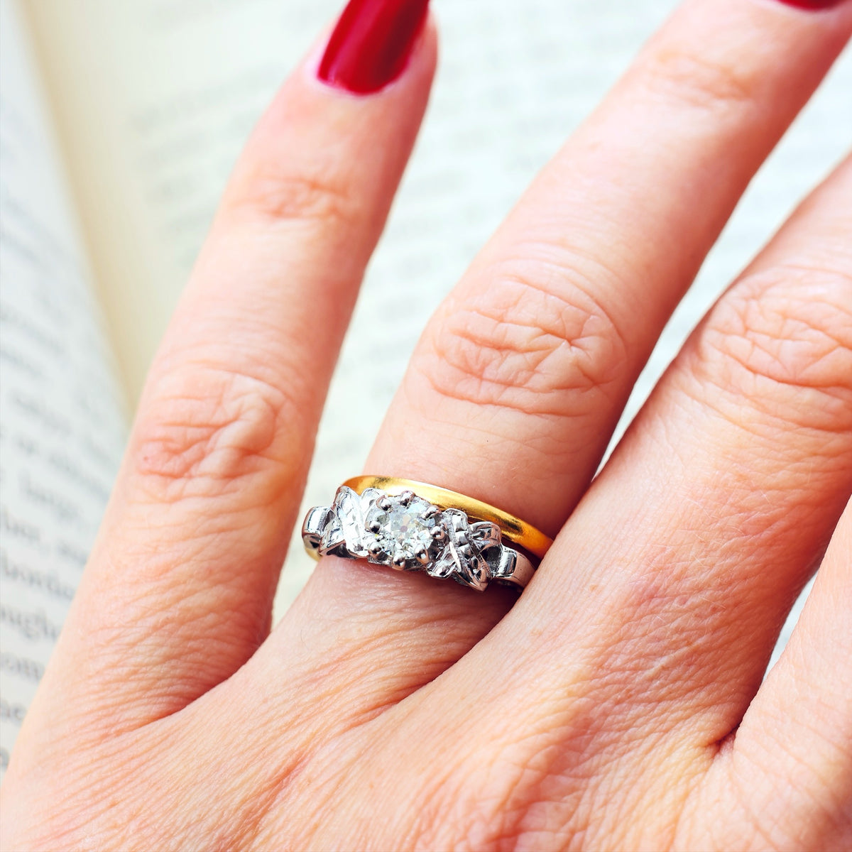Vintage 1950's Art Deco Diamond Engagement Ring