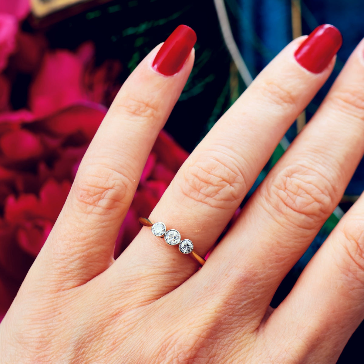 Vintage 1920's Diamond Trilogy Engagement Ring