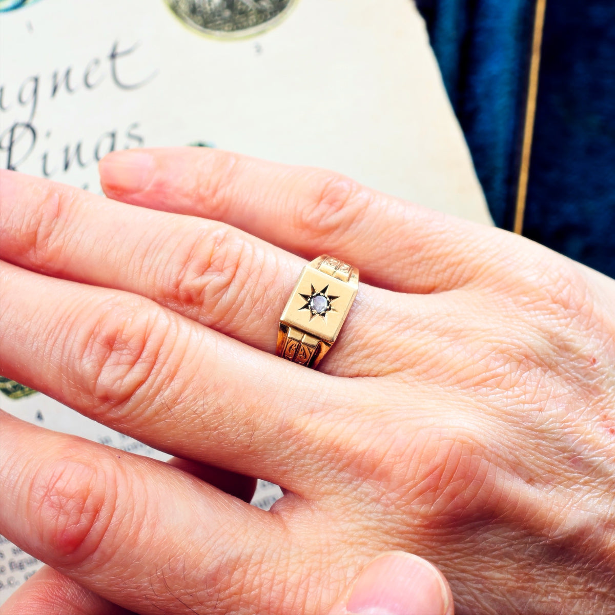 Date 1955 Art Deco Men's Diamond Signet Ring