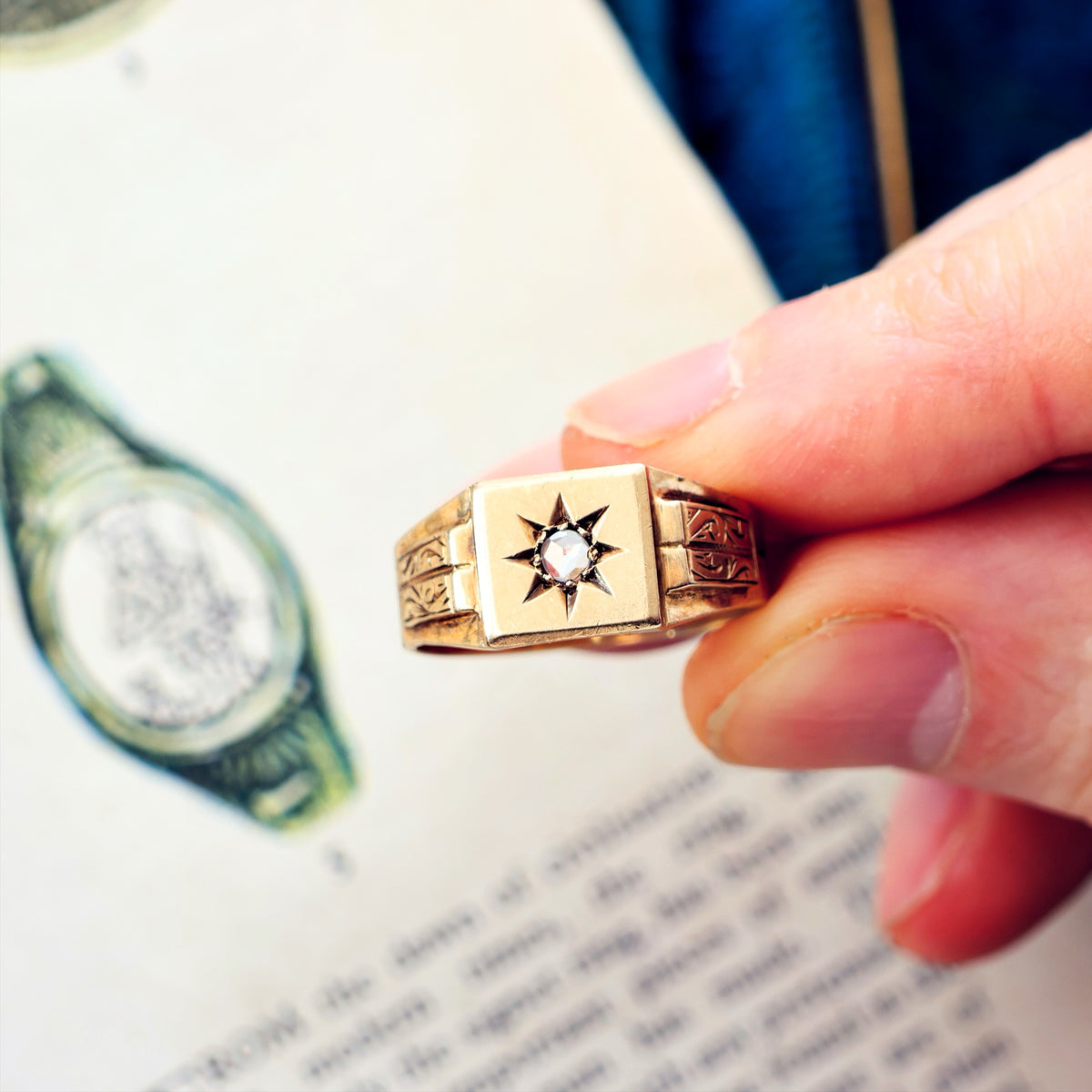 Date 1955 Art Deco Men's Diamond Signet Ring